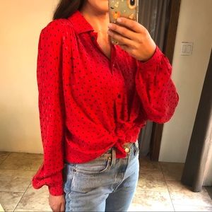 Vintage Valentino (miss v) red polka dot blouse